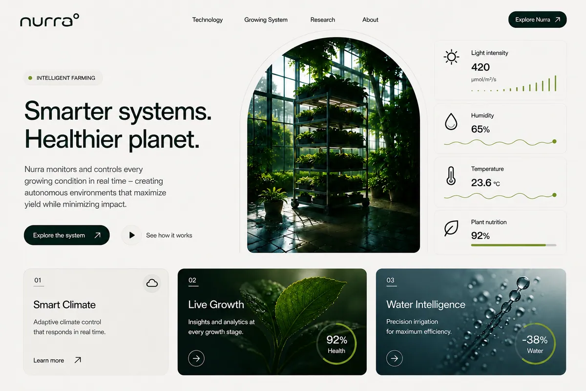 Nurra website design for a smart plant-growing system